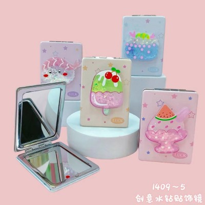 1409可爱卡通长方创意水钻贴饰双面镜72/件八A6-2-2
