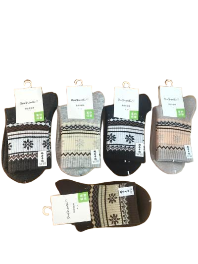 19号爆款秋冬加绒加厚羊绒女袜中筒复古羊毛袜防寒保暖加绒加厚袜子八B30-4-2