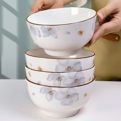 120/件（优等商超款特价）4.5寸高脚石纹碗家用米饭碗汤碗高颜值吃饭碗120/件八2号ZBJ4-2-1