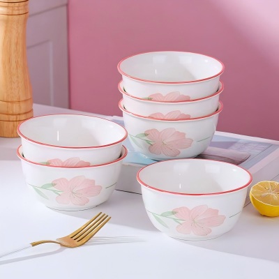 90/件（优等商超款）5.1寸甜心陶瓷碗家用米饭碗-花海八A8-1-1