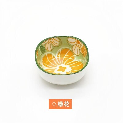 （一等）方碗家用陶瓷米饭碗网红可爱碗早餐碗—花漾黄84个/件八A6-2-1