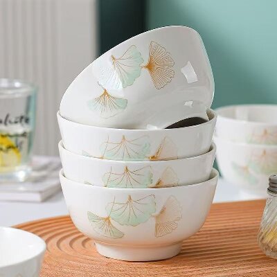 60/件（优级）8寸斗碗陶瓷碗家用餐具汤碗面碗-金秋八A6-1-1