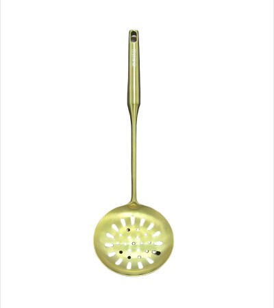 （日式品牌）不锈钢光柄镀金大漏不锈钢漏勺防烫加厚炒漏勺