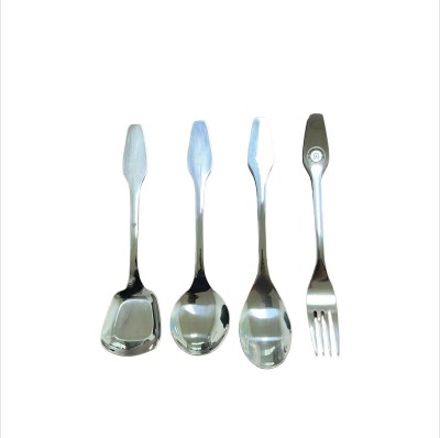 （日式品牌）元气满满二号勺叉四件套不锈钢加厚刀叉组合套装家用刀叉勺