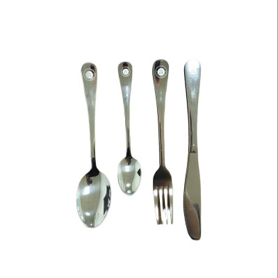 （日式品牌）厚光柄彩银一号餐具四件套不锈钢加厚刀叉勺套装牛排西餐高档餐套