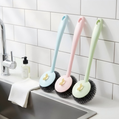 1801长柄洗锅刷家用刷锅神器厨房钢丝清洁刷洗碗刷 160/件八B40-2-4