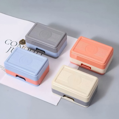 6861-（4个装）双层抽屉式沥水浴室卫生间肥皂盒 60/箱