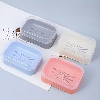 6858-（4个装）带盖沥水肥皂盒浴室卫生间香皂盒 60/箱