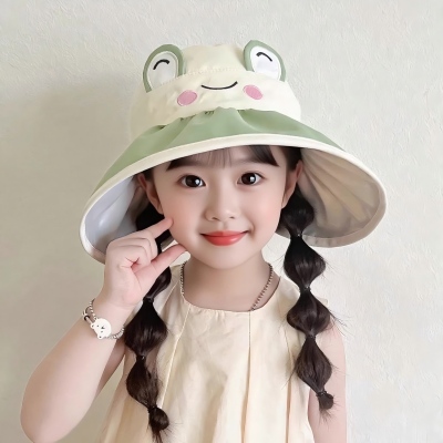 儿童防晒帽子大檐夏季女童防紫外线空顶遮阳帽男童薄款宝宝太阳帽
