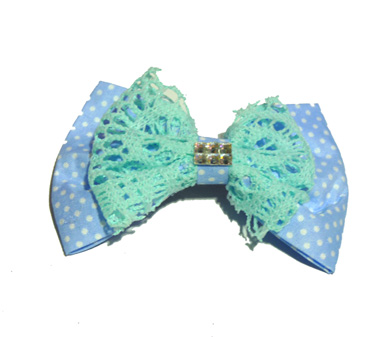 新款百搭时尚甜美可爱珍珠水钻雪纺蝴蝶结压夹边夹头饰C3-3-1