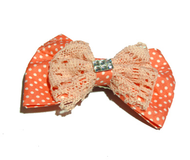 新款百搭时尚甜美可爱珍珠水钻雪纺蝴蝶结压夹边夹头饰C3-3-1