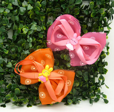 新款 可爱花布料蝴蝶结发夹 发卡 韩版边夹 皮筋 潮流头饰发饰B4-2-1