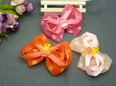 新款 可爱花布料蝴蝶结发夹 发卡 韩版边夹 皮筋 潮流头饰发饰B4-2-1