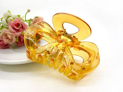 韩国 摔不断树脂镂空蝴蝶结发抓夹盘发发饰 洗澡发夹-9331---C6-3-6