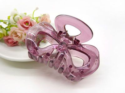 韩国 摔不断树脂镂空蝴蝶结发抓夹盘发发饰 洗澡发夹-9331---C6-3-6