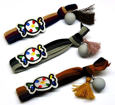 韩版刺绣彩珠高弹力无缝发圈扎头发皮筋毛巾圈发绳2号B10-3-1后