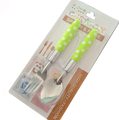 卡通儿童2件套学生便携餐具套装不锈钢勺子叉旅行餐具600/件八B11-4-2