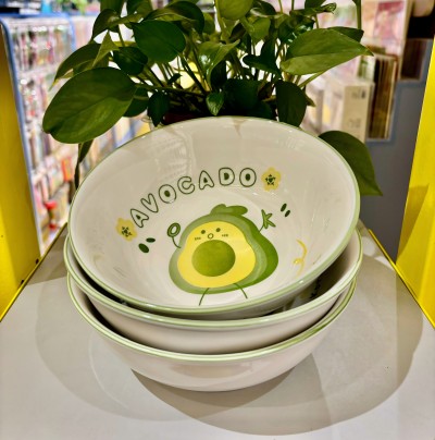 60/件（优级）7寸甄古碗陶瓷碗家用餐具汤碗面碗-牛油果六B8-3-1