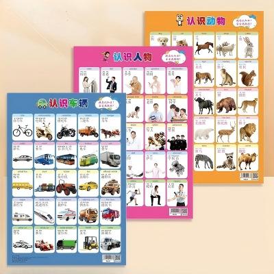 宝宝识字认识动物挂图幼儿童早教0-3岁墙贴认知挂图婴儿启蒙无声卡片六B43-4-2