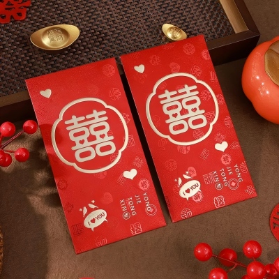（6支装）新款高档烫金婚庆硬纸婚礼加厚红包八B43-4-4