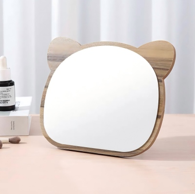 305熊头化妆镜可折叠家用女生卧室台式桌面镜 60/箱八A8-3-3