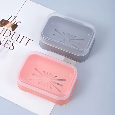 6858-（2个装）带盖沥水肥皂盒浴室卫生间香皂盒 120/箱