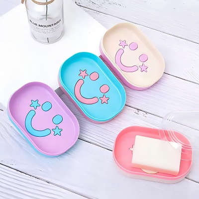 6814-（2个装）笑脸双层沥水卫生间香皂盒 160/箱