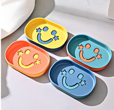 6814-（4个装）笑脸双层沥水卫生间香皂盒 80/箱