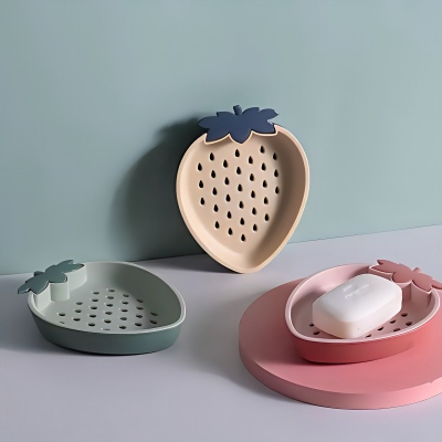 6816-（2个装）卡通草莓双层皂盒可沥水卫生间皂盒 144/箱