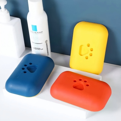 6804-（2个装）可爱卡通小狗脚印沥水肥皂盒 160/箱