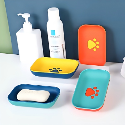 6804-（4个装）可爱卡通小狗脚印沥水肥皂盒 80/箱