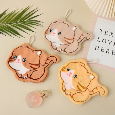 SC008奔跑小猫系列擦手巾可挂式厨房洗手吸水加厚抹布 600/件