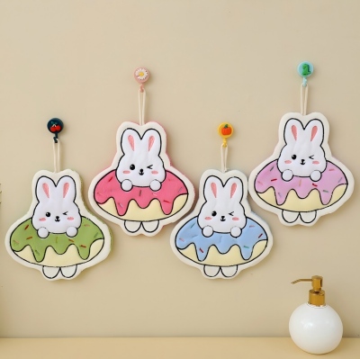 SC012小兔甜甜圈系列擦手巾可挂式厨房洗手吸水加厚抹布 600/件