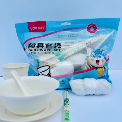 一次性10人套稻壳餐具套装 40/箱