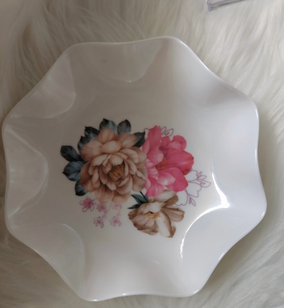 （仿瓷）601米色花盘清新风碗碟盘餐具 320/件