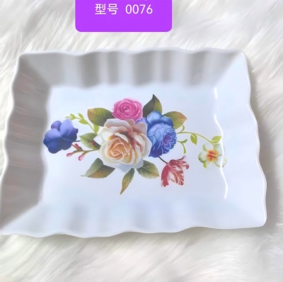 （仿瓷）0076贴花盘清新风碗碟盘餐具 300/件