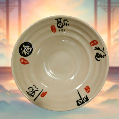 （仿瓷）109-8五福面碗清新风碗碟盘餐具 120/件