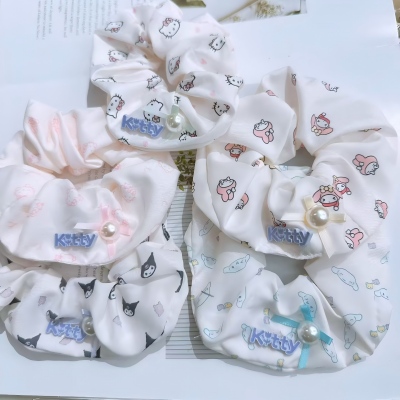 夏季甜美大肠发圈少女蕾丝碎花扎马尾头绳花边皮筋发饰