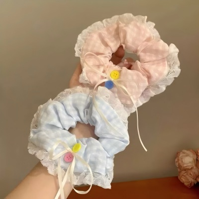 夏季甜美大肠发圈少女蕾丝碎花扎马尾头绳花边皮筋发饰