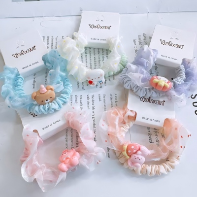 （2支）夏季甜美大肠发圈少女蕾丝碎花扎马尾头绳花边皮筋发饰